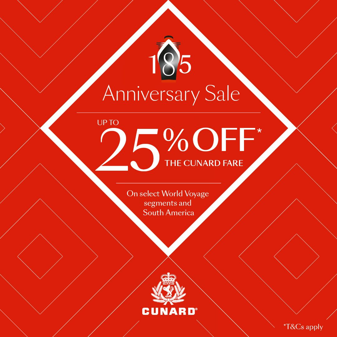 Cunard's 185th Anniversary Sale