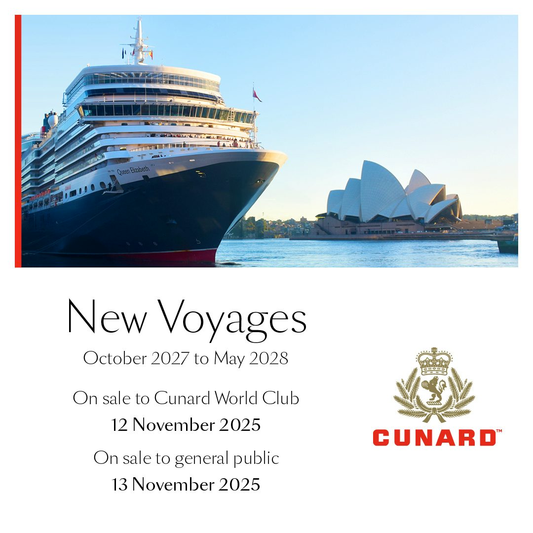 Cunard's New Voyages sailing October 2027 to May 2028