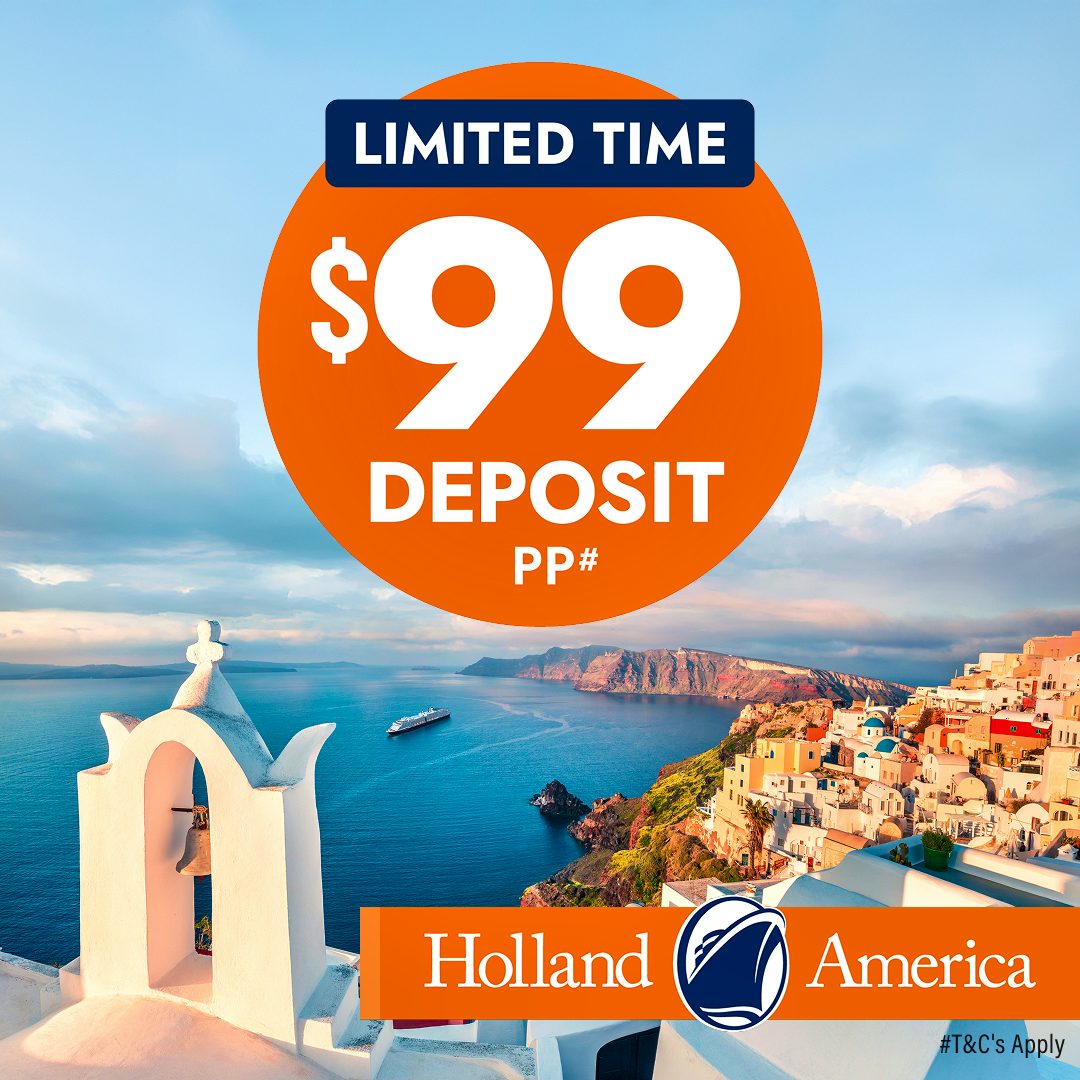 Holland America's Early Booking Bonus + Reduced Deposits