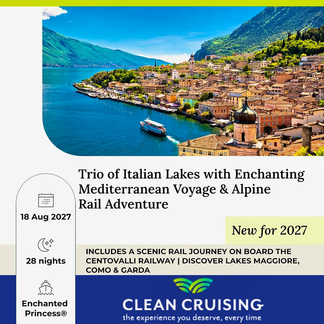 28 Night Trio of Italian Lakes with Enchanting Mediterranean Voyage & Alpine Rail Adventure