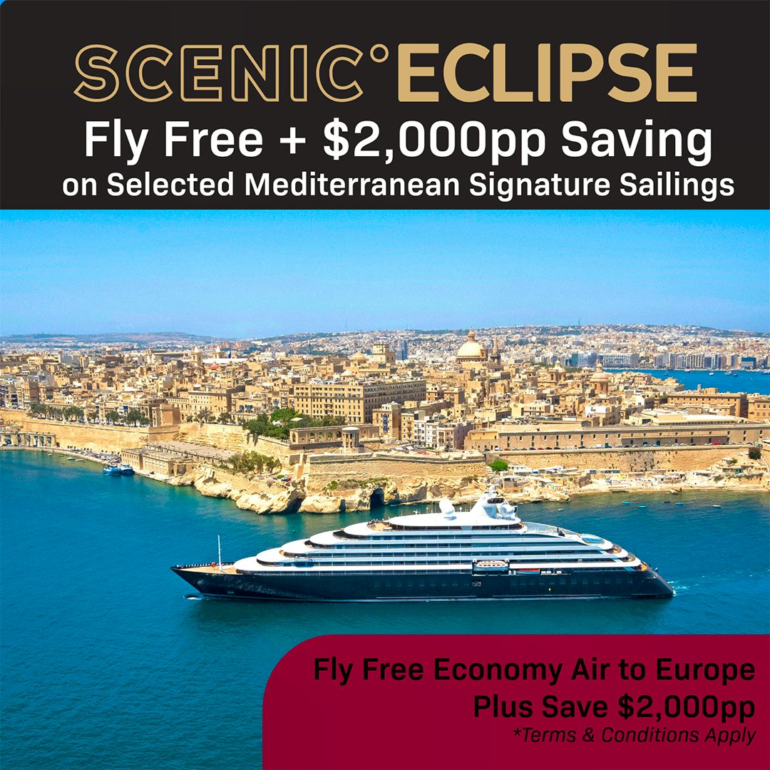 Scenic Eclipse Mediterranean Fly Free and Save!