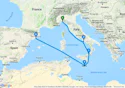 Genoa,Naples,Messina,Valletta,Barcelona