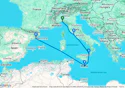 Genoa,Civitavecchia,Messina,Valletta,Barcelona