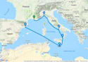 Marseille,Genoa,Naples,Messina,Valletta,Barcelona