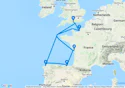 Southampton,La Rochelle,Bilbao,La Coruna,Le Havre,Southampton