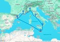 Valletta,Barcelona,Marseille,Genoa,Civitavecchia,Messina,Valletta