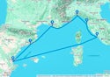 Marseille,Genoa,Livorno,Civitavecchia,Valencia,Barcelona,Marseille