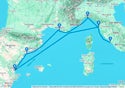 Livorno,Civitavecchia,Genoa,Marseille,Tarragona,Valencia,Livorno