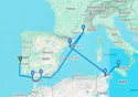 Lisbon,Cadiz,Malaga,Marseille,Barcelona,La Goulette,Palermo