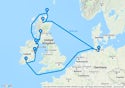 Hamburg,Cork,Dun Laoghaire,Belfast,Greenock,Kirkwall,Invergordon,Hamburg