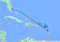 Miami,Charlotte Amalie,Basseterre,Philipsburg,St John s,San Juan,Puerto Plata,Miami