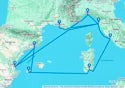 Barcelona,Ibiza,Cagliari,Civitavecchia,Genoa,Marseille,Livorno,Valencia,Barcelona