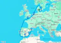 Kiel,Copenhagen,Amsterdam,Cherbourg,Malaga,Alicante,Barcelona