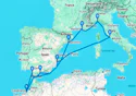 Marseille,Barcelona,Cadiz,Casablanca,Malaga,Alicante,Civitavecchia,Genoa,Marseille
