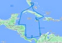 Miami,Falmouth,Cartagena,Colon,Puerto Limon,Isla de Roatan,Ocean Cay,Miami