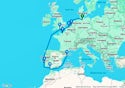Hamburg,Rotterdam,Zeebrugge,Le Havre,Southampton,Lisbon,Cadiz,Barcelona