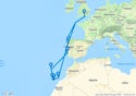 Southampton,Lisbon,Funchal,Las Palmas de G.Canaria,Santa Cruz de Tenerife,Arrecife de