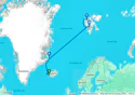 The Geographic North Pole and the east coast of Greenland