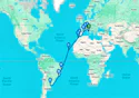 Italy, France, Spain, Gibraltar, Morocco, Cape Verde, Brazil, Argentina