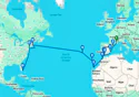 Marseille,Barcelona,Alicante,Gibraltar,Cadiz,Casablanca,Las Palmas de G.Canaria,Funchal,Ponta