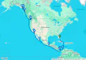 Miami,Cartagena,Colon,CTB-Panama Canal,BLB-Panam Canal,Huatulco,Cabo San Lucas,San Diego,Los